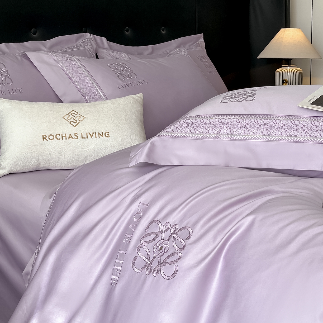 91家纺网 家纺一手货源 找家纺 置顶家纺 2025新款刺绣亲肤磨毛四件套-兰迪系列 兰迪-香芋紫