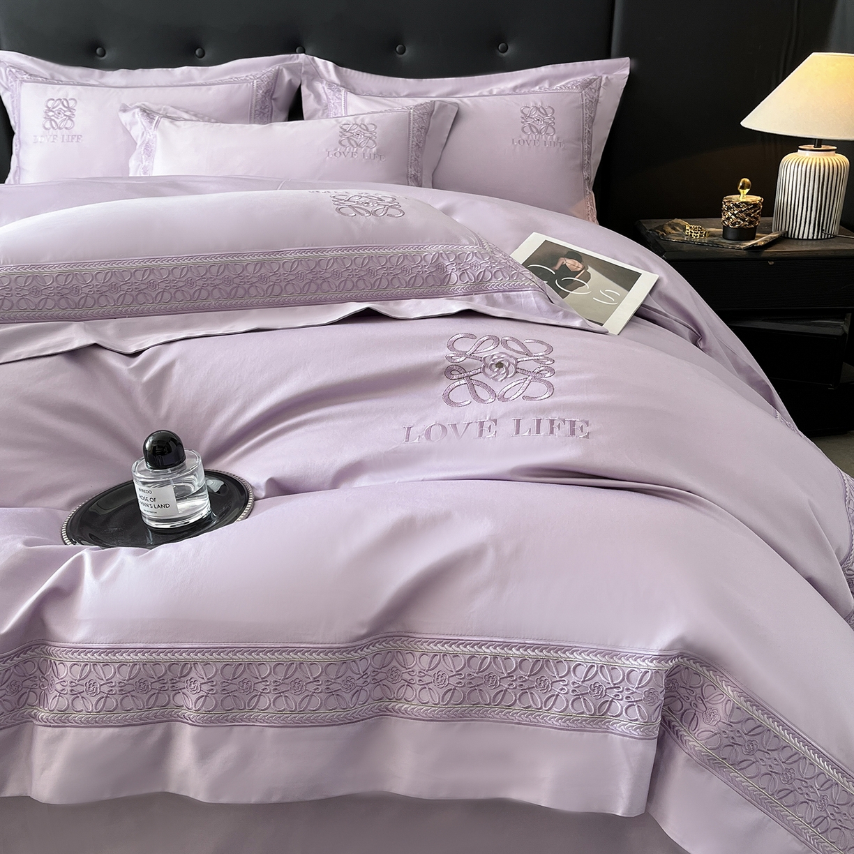 91家纺网 家纺一手货源 找家纺 置顶家纺 2025新款刺绣亲肤磨毛四件套-兰迪系列 兰迪-香芋紫