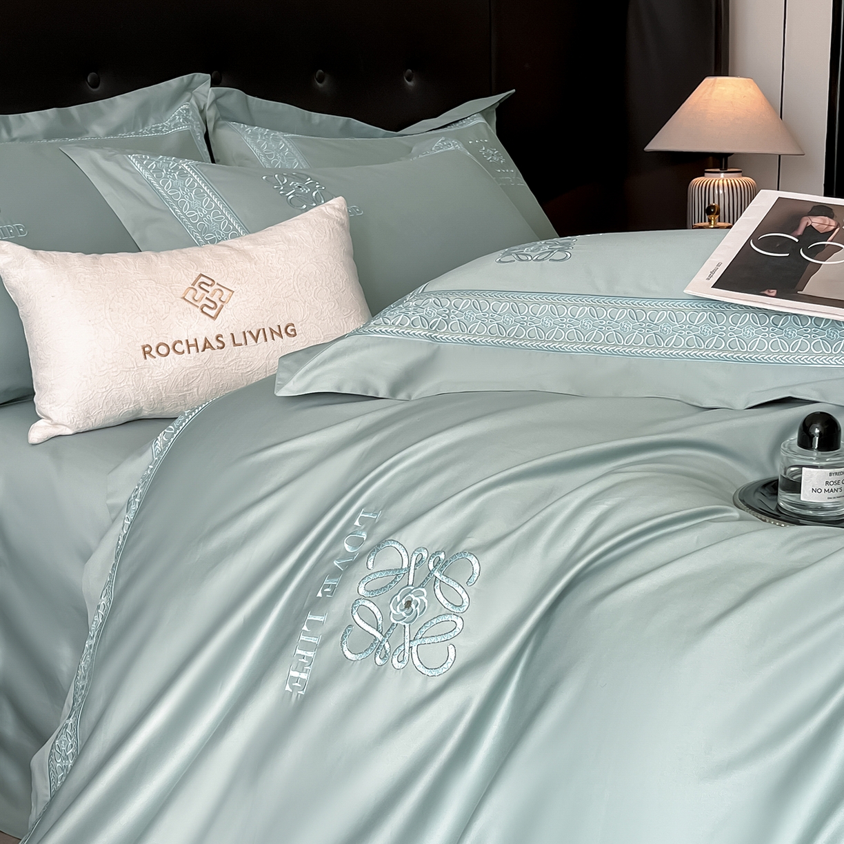 91家纺网 家纺一手货源 找家纺 置顶家纺 2025新款刺绣亲肤磨毛四件套-兰迪系列 兰迪-繁星蓝