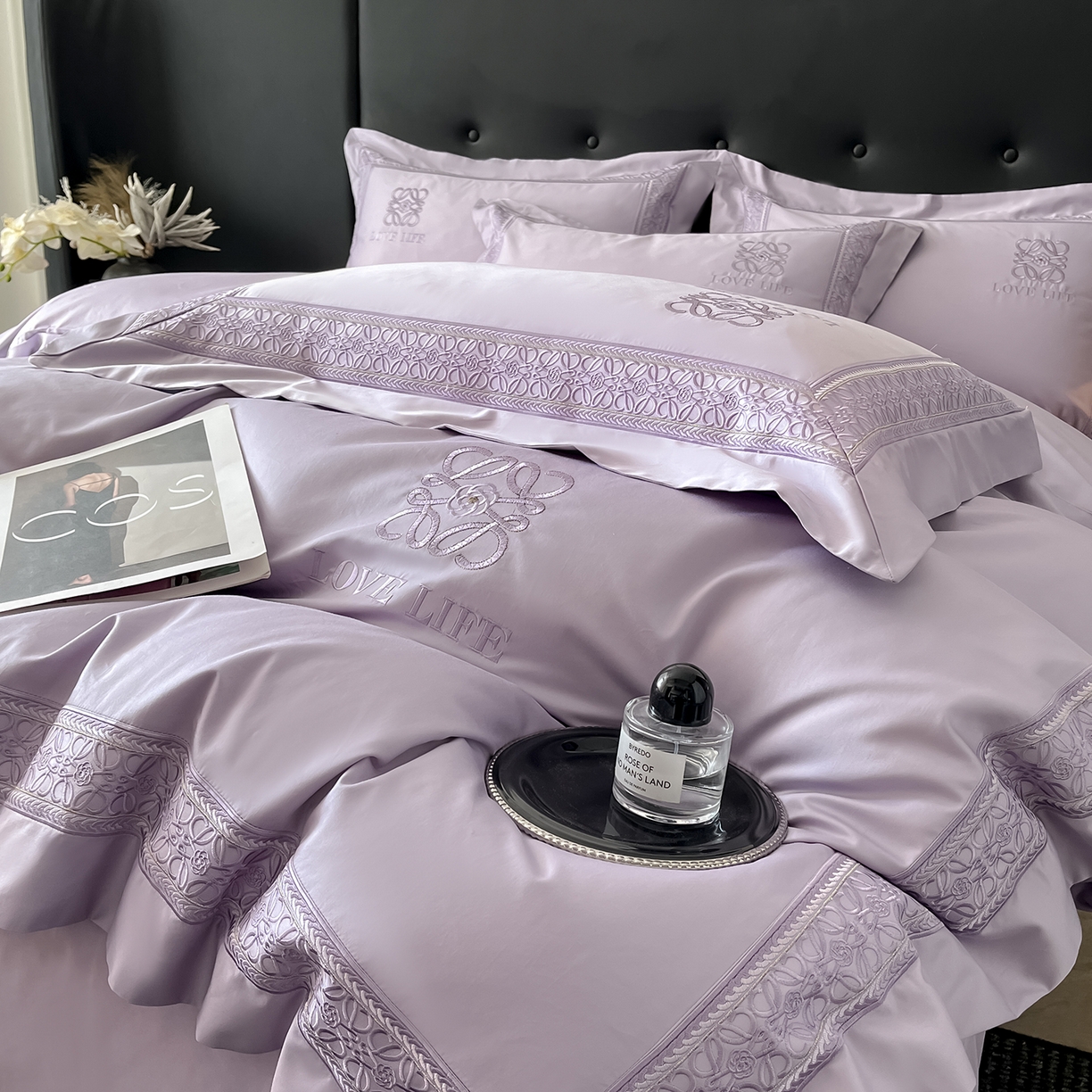 91家纺网 家纺一手货源 找家纺 置顶家纺 2025新款刺绣亲肤磨毛四件套-兰迪系列 兰迪-香芋紫