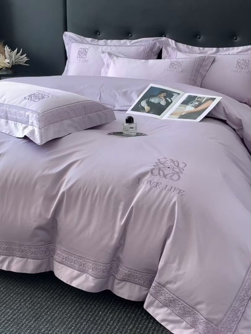 91家纺网 家纺一手货源 找家纺 置顶家纺 2025新款刺绣亲肤磨毛四件套-兰迪系列 兰迪-香芋紫