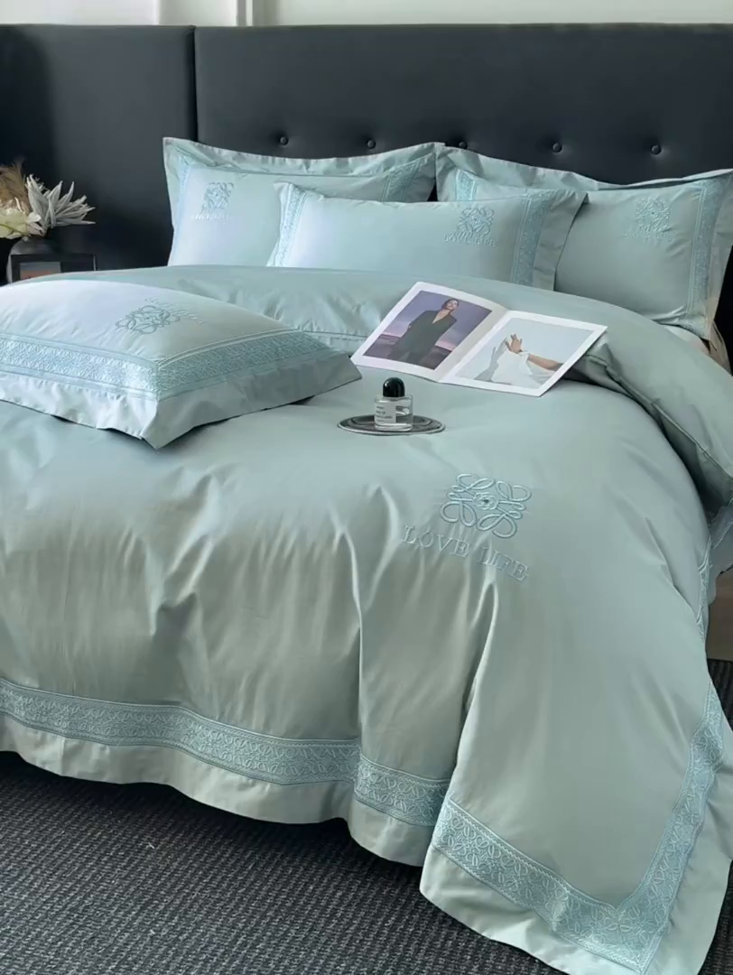 91家纺网 家纺一手货源 找家纺 置顶家纺 2025新款刺绣亲肤磨毛四件套-兰迪系列 兰迪-繁星蓝