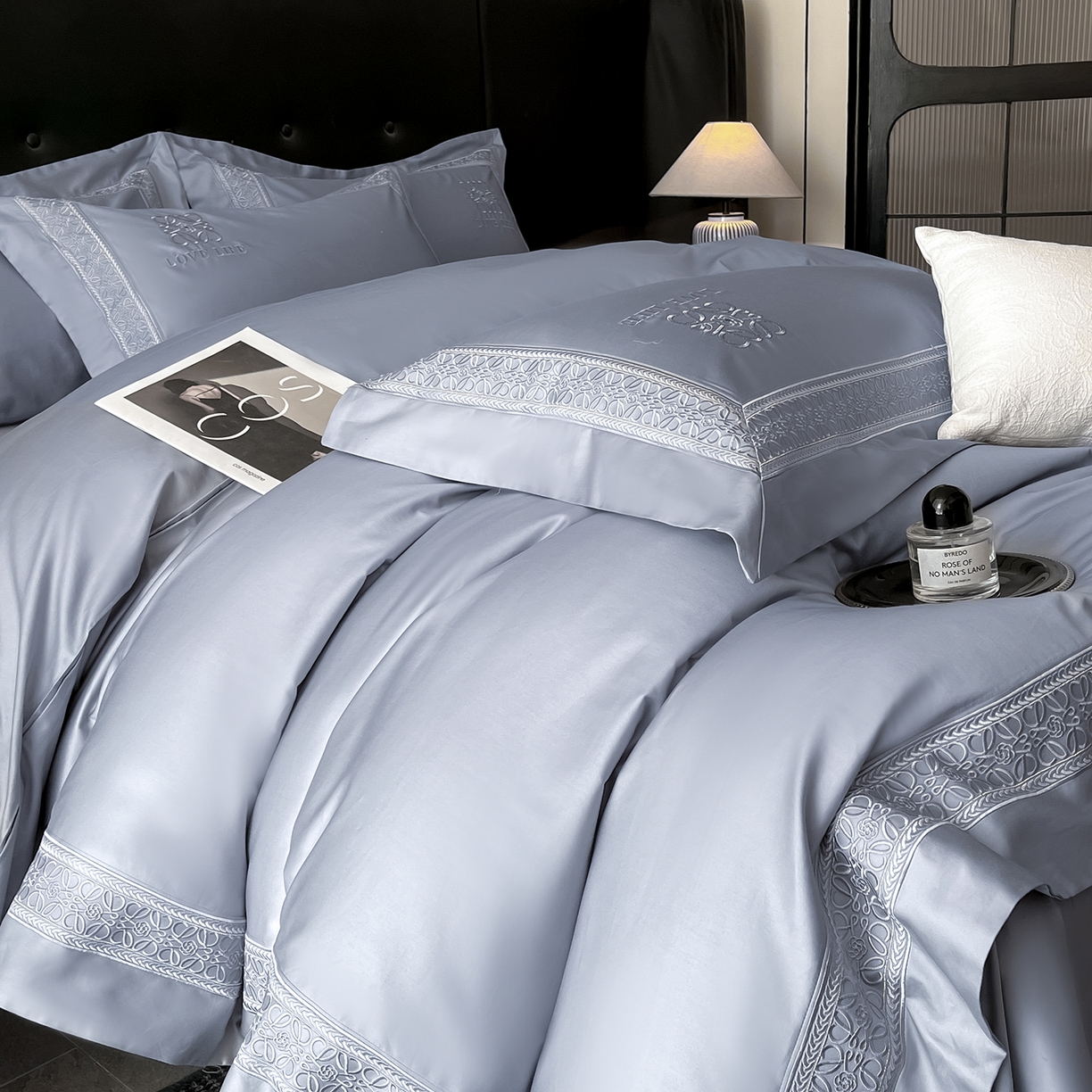 91家纺网 家纺一手货源 找家纺 置顶家纺 2025新款刺绣亲肤磨毛四件套-兰迪系列 兰迪-玛瑙灰