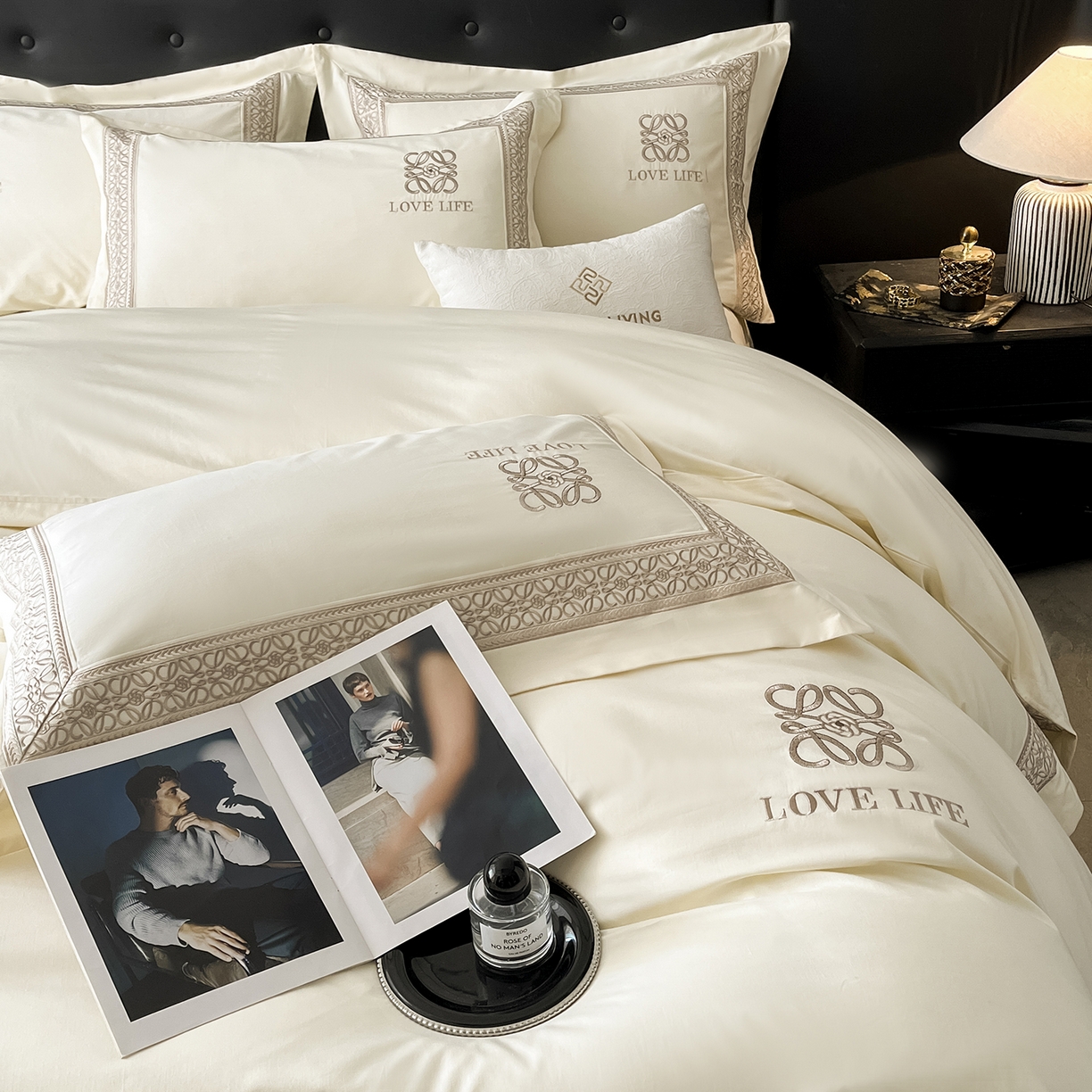 91家纺网 家纺一手货源 找家纺 置顶家纺 2025新款刺绣亲肤磨毛四件套-兰迪系列 兰迪-奶昔白