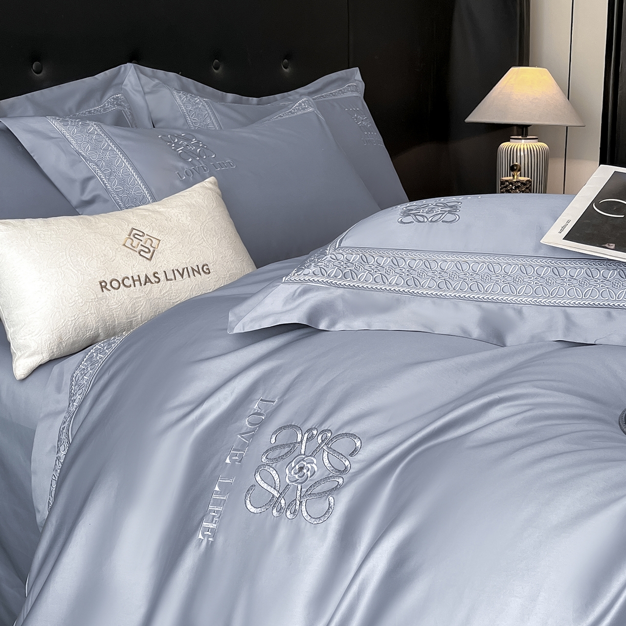 91家纺网 家纺一手货源 找家纺 置顶家纺 2025新款刺绣亲肤磨毛四件套-兰迪系列 兰迪-玛瑙灰