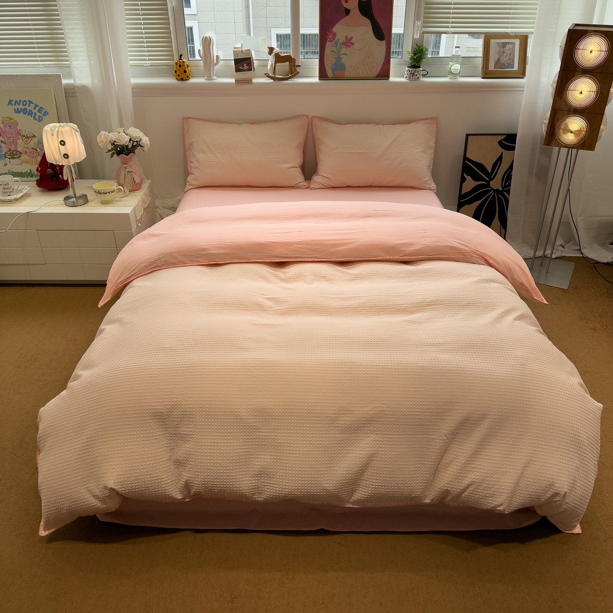 91家纺网 家纺一手货源 找家纺 （总）雅居纺家纺 2026新款全棉贝壳边华夫格四件套