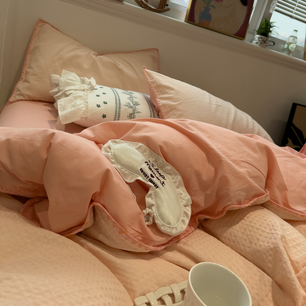 91家纺网 家纺一手货源 找家纺 （总）雅居纺家纺 2026新款全棉贝壳边华夫格四件套