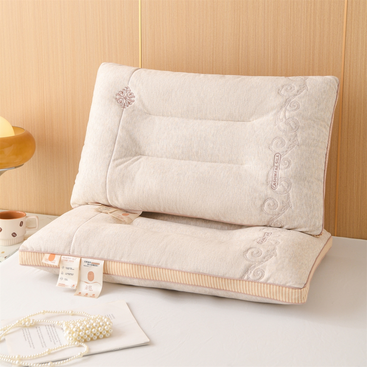 仁宇枕业 2025新款新品抗氧化柔润美肌桑蚕丝枕头枕芯 抗氧化柔润美肌桑蚕丝枕-米色
