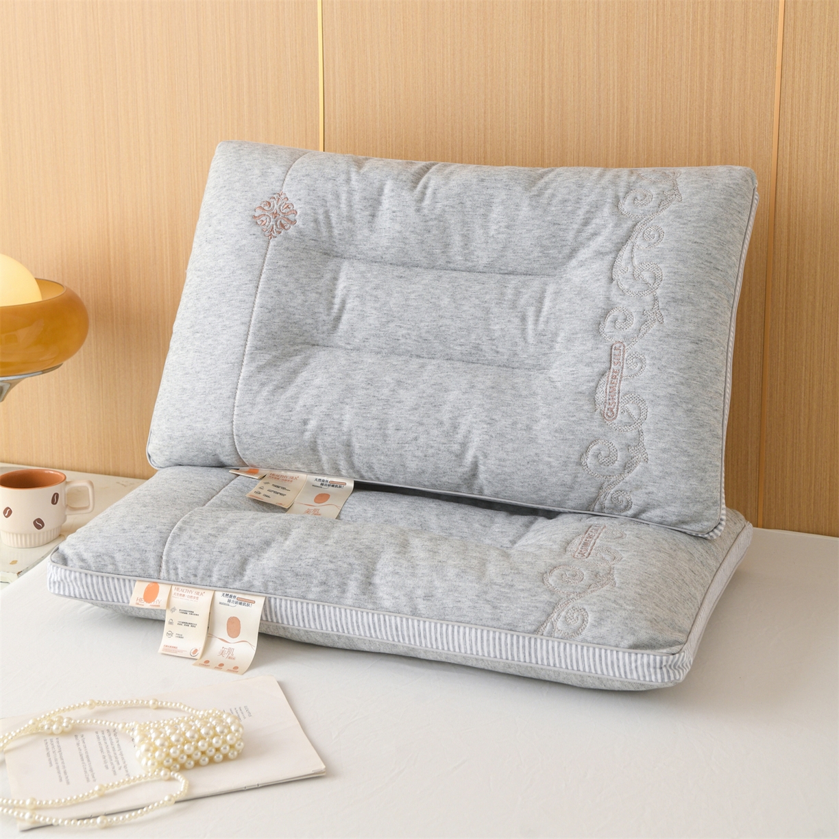 仁宇枕业 2025新款新品抗氧化柔润美肌桑蚕丝枕头枕芯 抗氧化柔润美肌桑蚕丝枕-灰色