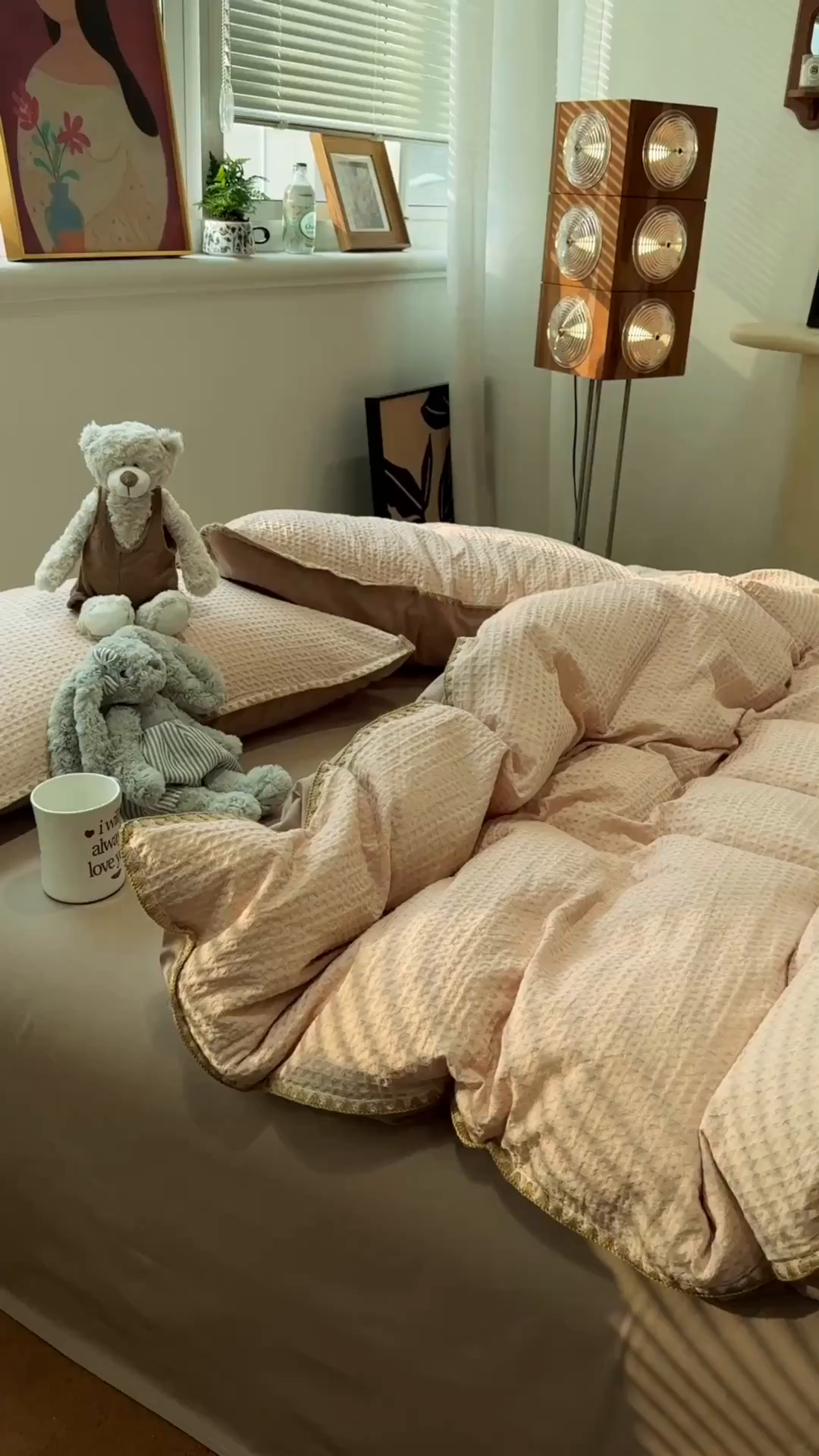 91家纺网 家纺一手货源 找家纺 雅居纺家纺 2026新款全棉贝壳边华夫格四件套 贝壳边米驼