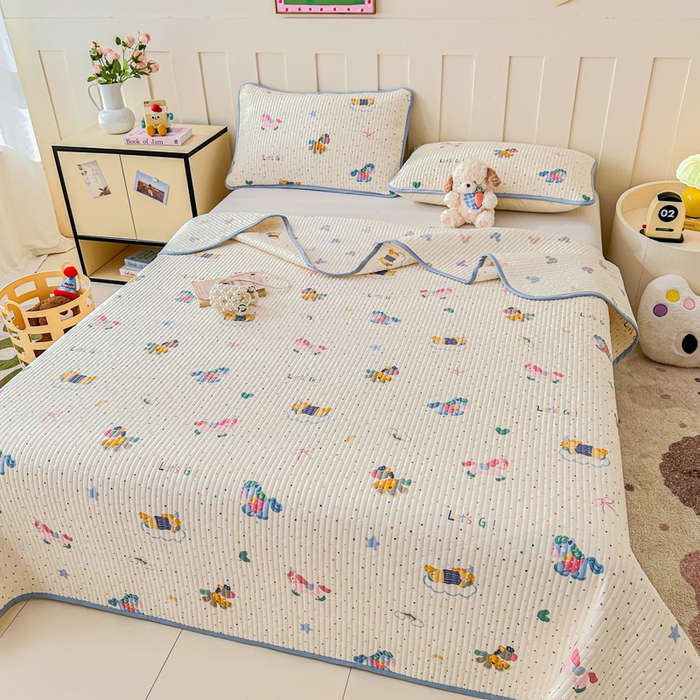 （总）2026新款13070单面全棉绗缝床盖三件套