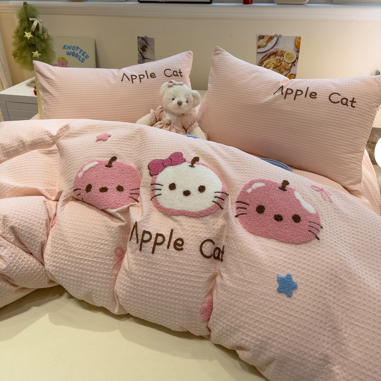 91家纺网 家纺一手货源 找家纺 （总）雅居纺家纺 2026新款全棉华夫格毛巾绣四件套