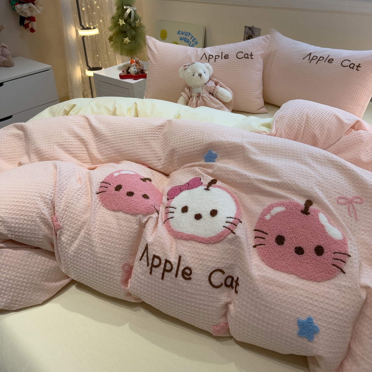 91家纺网 家纺一手货源 找家纺 （总）雅居纺家纺 2026新款全棉华夫格毛巾绣四件套