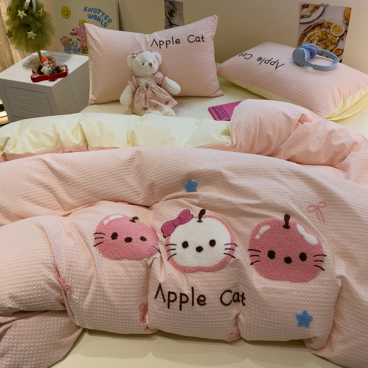 91家纺网 家纺一手货源 找家纺 （总）雅居纺家纺 2026新款全棉华夫格毛巾绣四件套