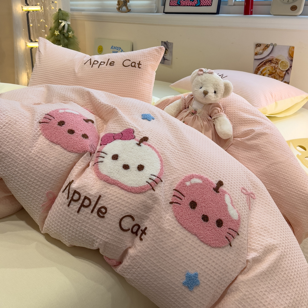 91家纺网 家纺一手货源 找家纺 （总）雅居纺家纺 2026新款全棉华夫格毛巾绣四件套