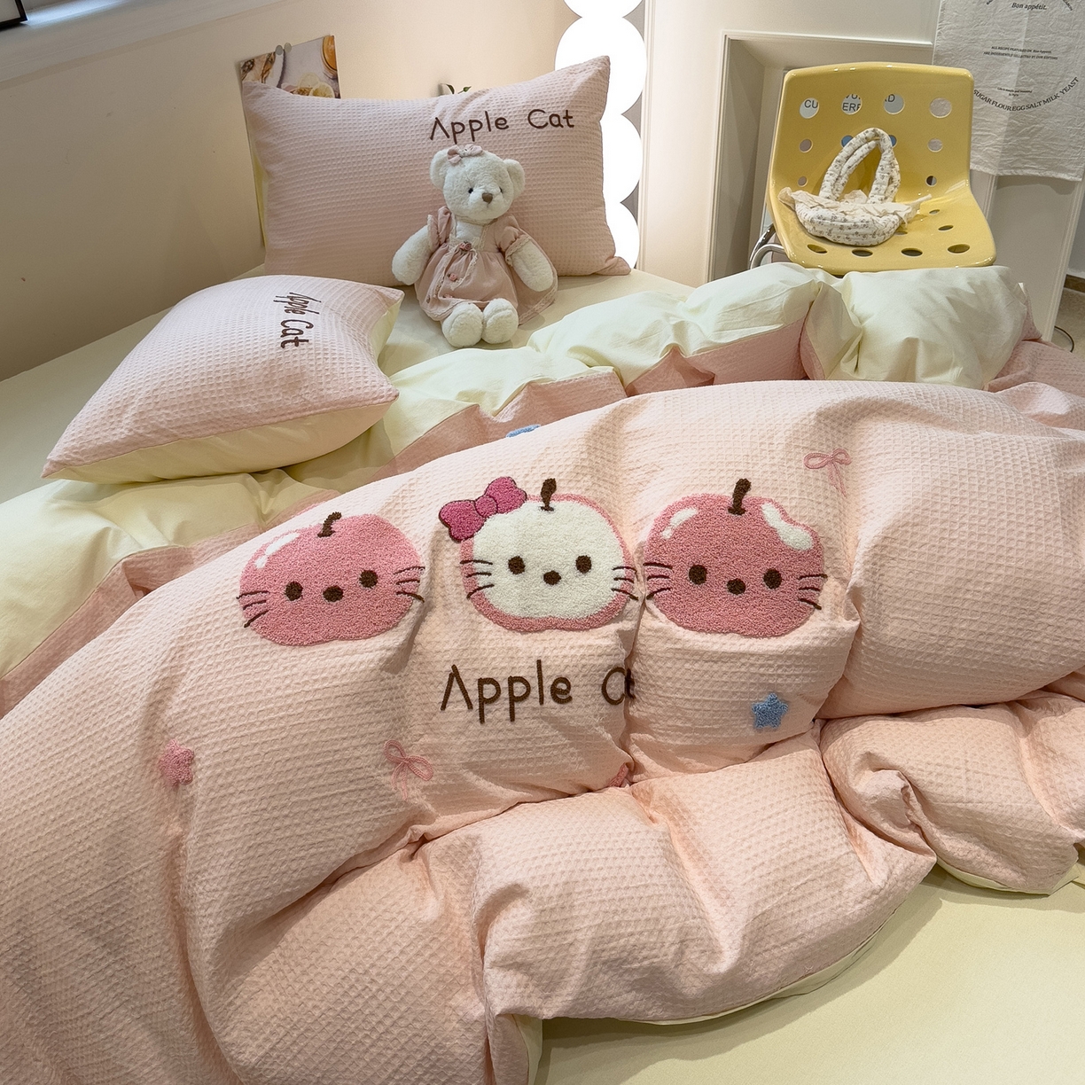 91家纺网 家纺一手货源 找家纺 （总）雅居纺家纺 2026新款全棉华夫格毛巾绣四件套