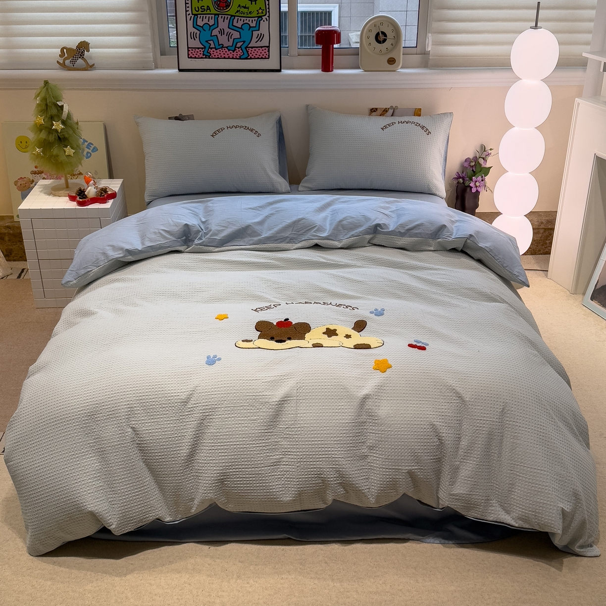 91家纺网 家纺一手货源 找家纺 （总）雅居纺家纺 2026新款全棉华夫格毛巾绣四件套