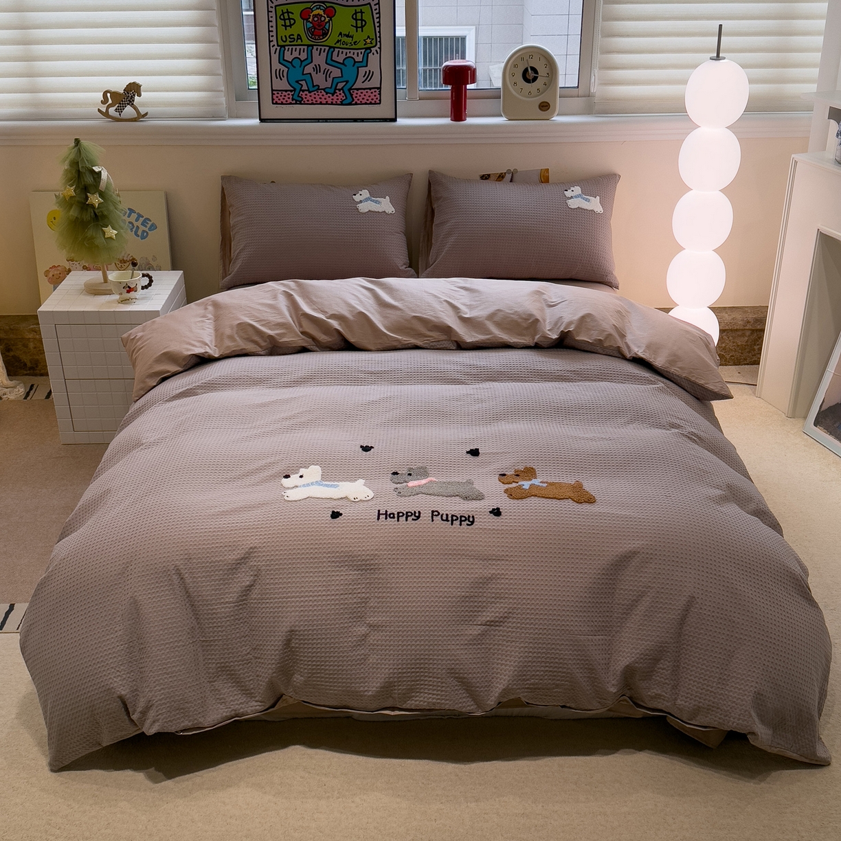 91家纺网 家纺一手货源 找家纺 （总）雅居纺家纺 2026新款全棉华夫格毛巾绣四件套