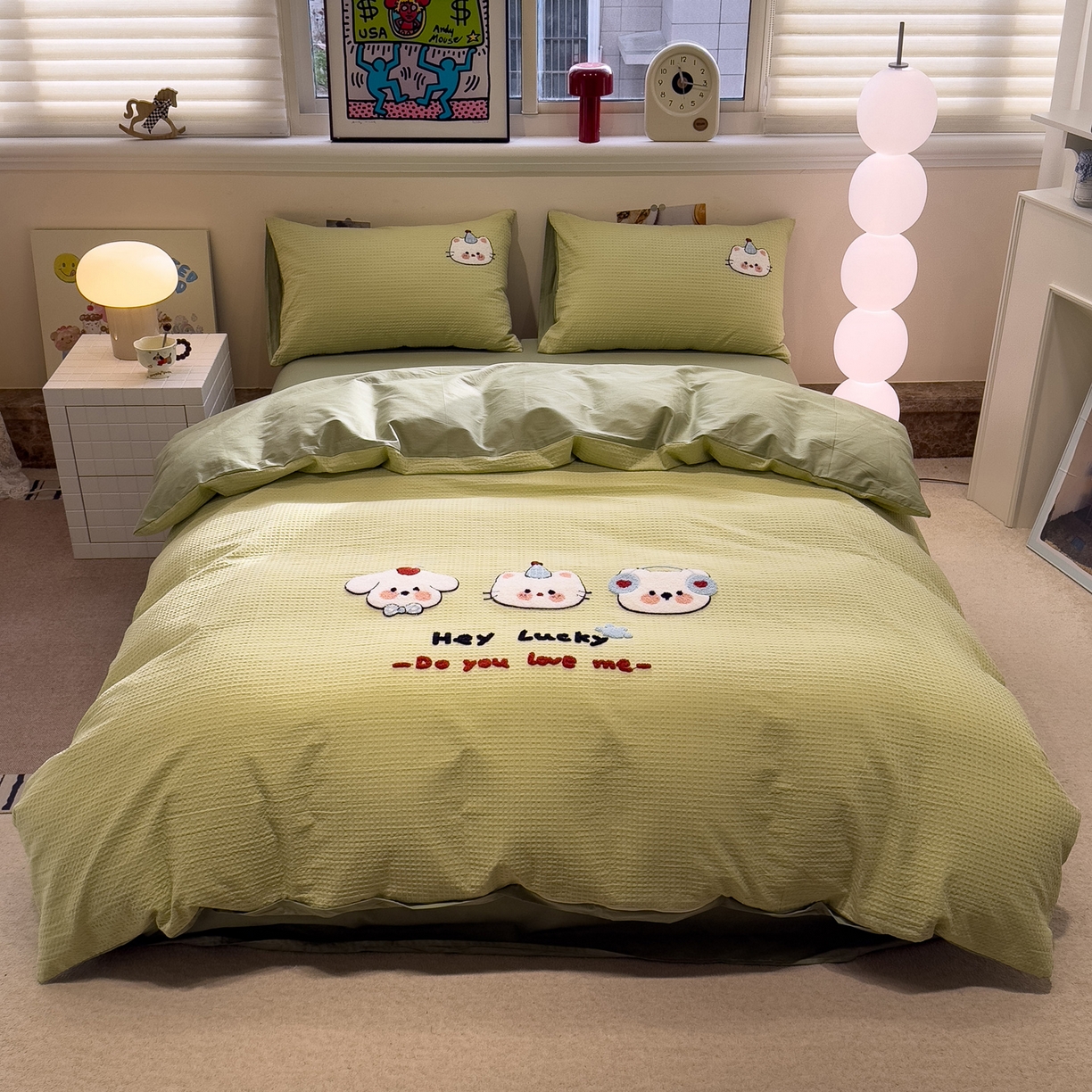 91家纺网 家纺一手货源 找家纺 （总）雅居纺家纺 2026新款全棉华夫格毛巾绣四件套