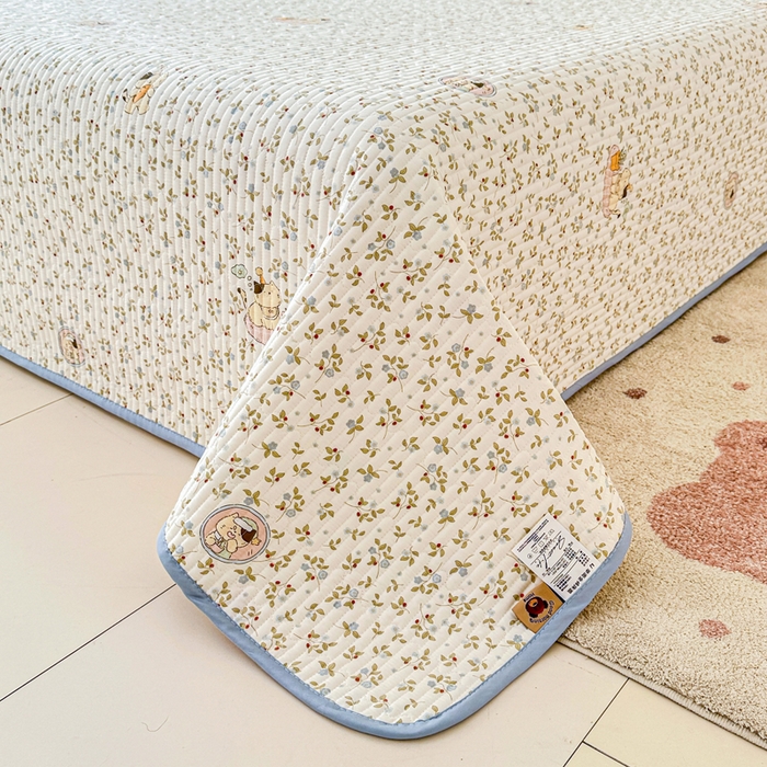 91家纺网 家纺一手货源 找家纺 2026新款13070单面全棉绗缝床盖三件套 莓果喵喵