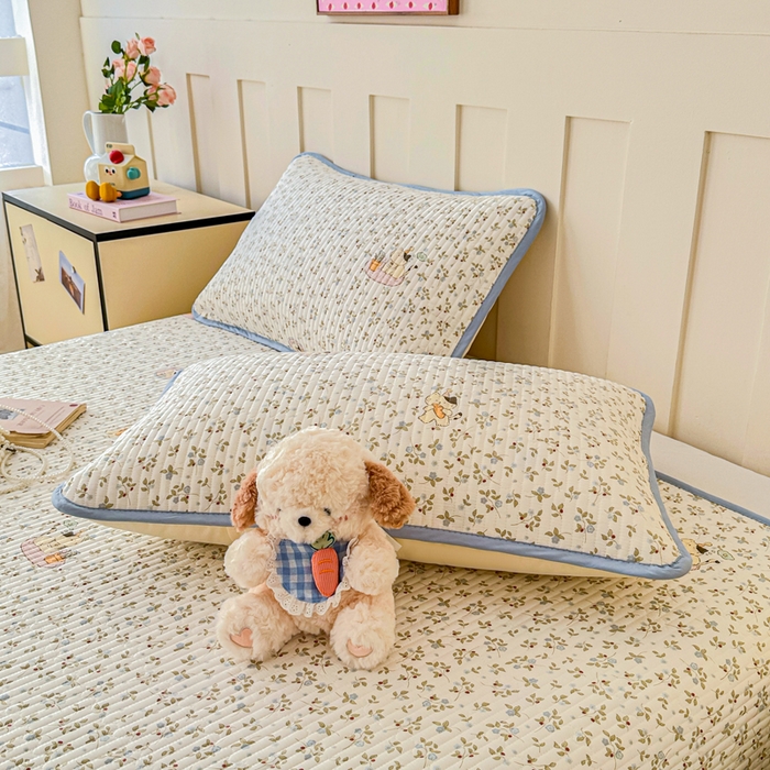 91家纺网 家纺一手货源 找家纺 2026新款13070单面全棉绗缝床盖三件套 莓果喵喵