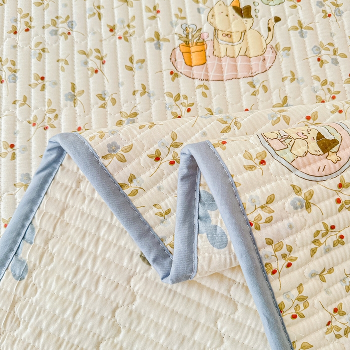 91家纺网 家纺一手货源 找家纺 2026新款13070单面全棉绗缝床盖三件套 莓果喵喵