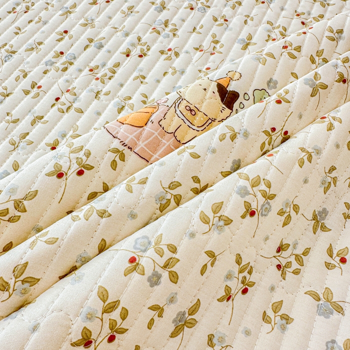 91家纺网 家纺一手货源 找家纺 2026新款13070单面全棉绗缝床盖三件套 莓果喵喵