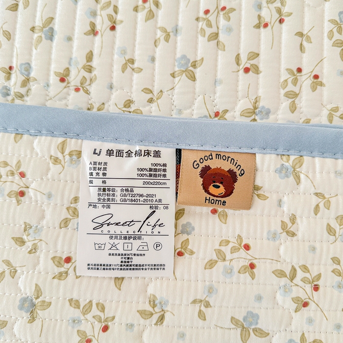 91家纺网 家纺一手货源 找家纺 2026新款13070单面全棉绗缝床盖三件套 莓果喵喵