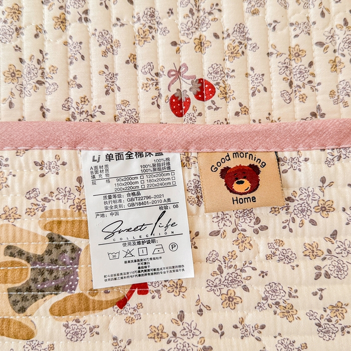 91家纺网 家纺一手货源 找家纺 2026新款13070单面全棉绗缝床盖三件套 帕丁顿兔兔