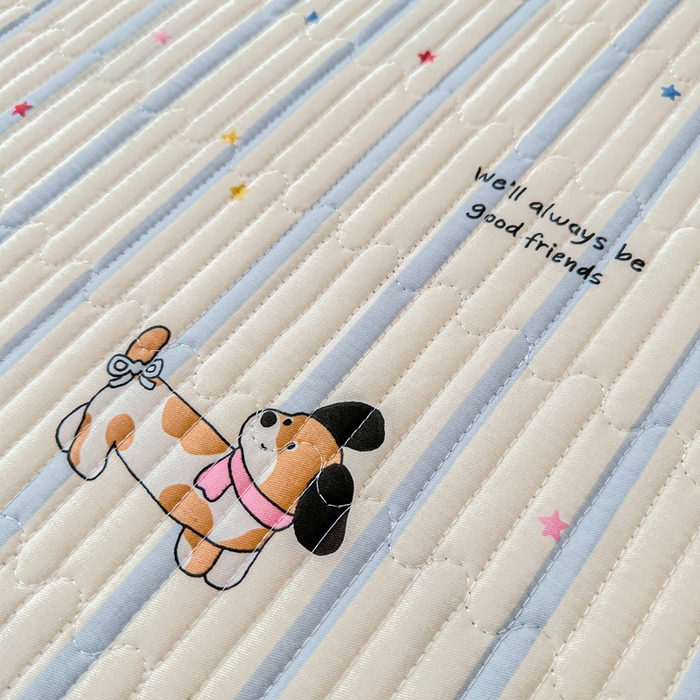 91家纺网 家纺一手货源 找家纺 2026新款13070单面全棉绗缝床盖三件套 糖纸童年