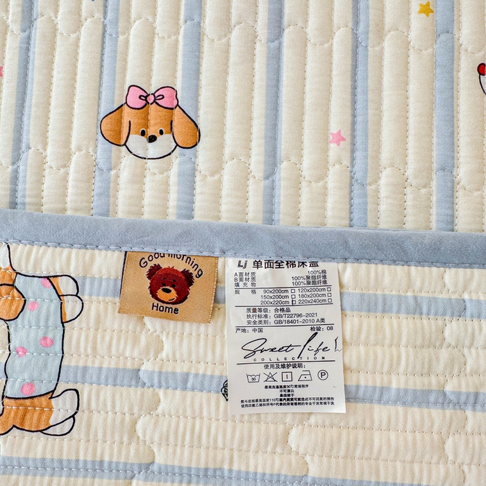 91家纺网 家纺一手货源 找家纺 2026新款13070单面全棉绗缝床盖三件套 糖纸童年