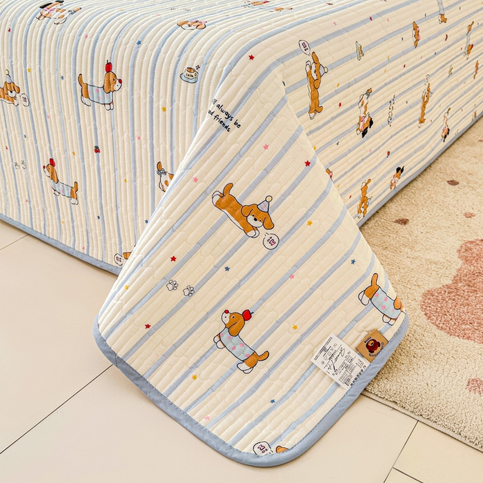 91家纺网 家纺一手货源 找家纺 2026新款13070单面全棉绗缝床盖三件套 糖纸童年