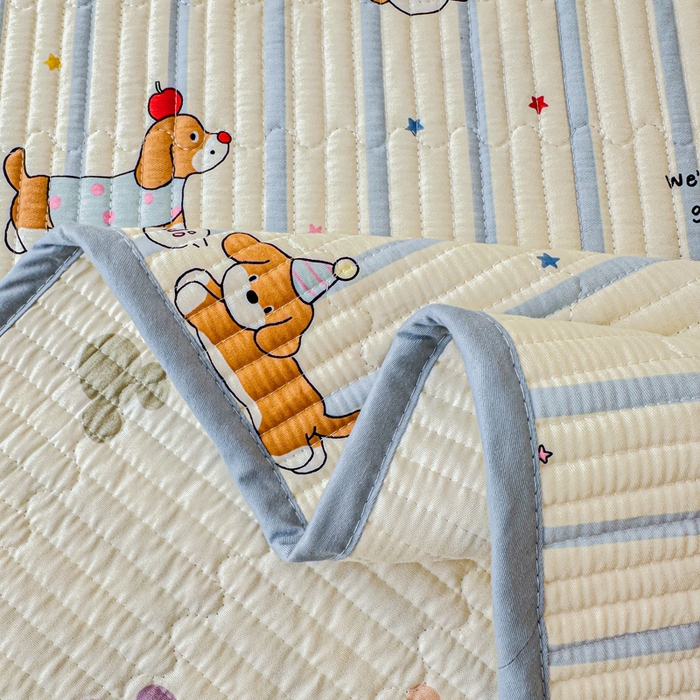 91家纺网 家纺一手货源 找家纺 2026新款13070单面全棉绗缝床盖三件套 糖纸童年