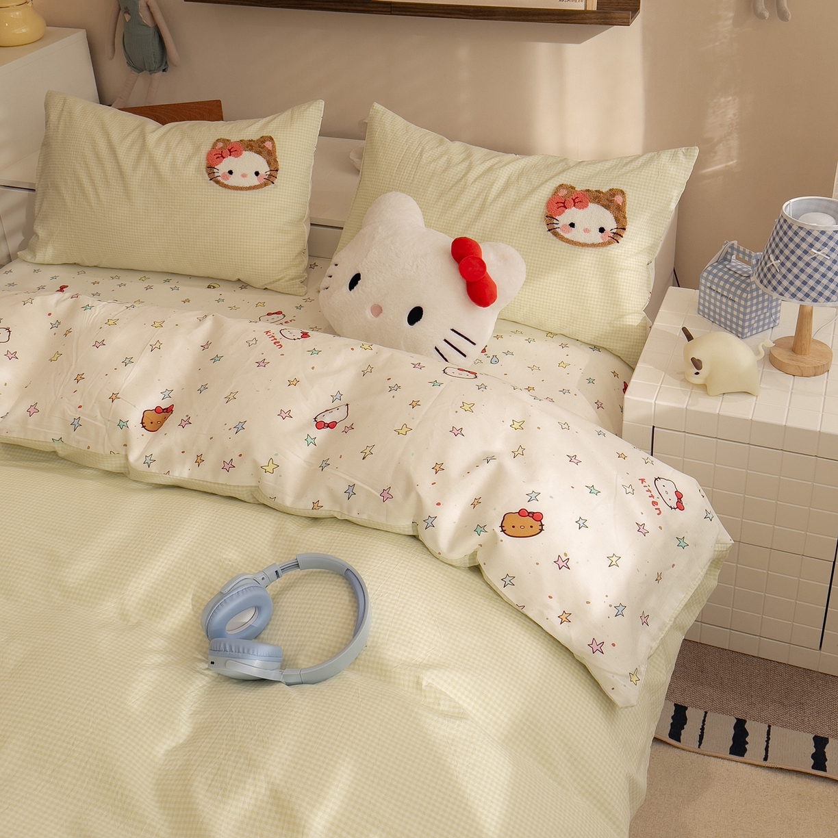 91家纺网 家纺一手货源 找家纺 （总）雅居纺家纺 2026新款全棉色织水洗棉毛巾绣猫咪四件套