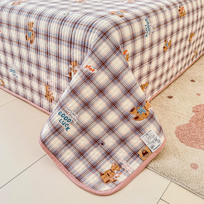 91家纺网 家纺一手货源 找家纺 2026新款13070单面全棉绗缝床盖三件套 星点漫语-咖