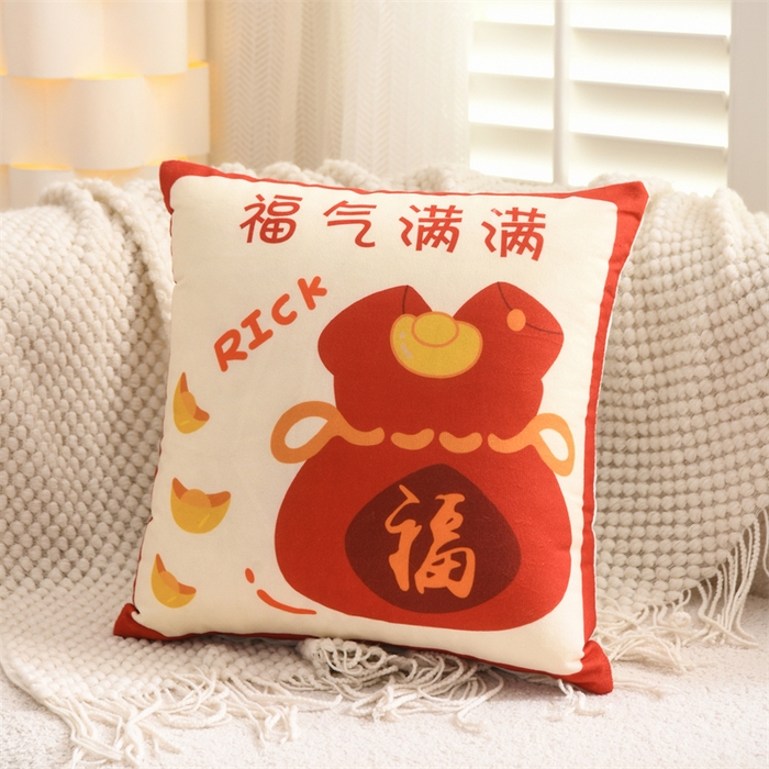 仁宇枕业 2025新款新品新年鸿运大吉大利心想事成系列腰枕靠垫沙发靠垫枕头枕芯 心想事成抱枕系列-福气满满