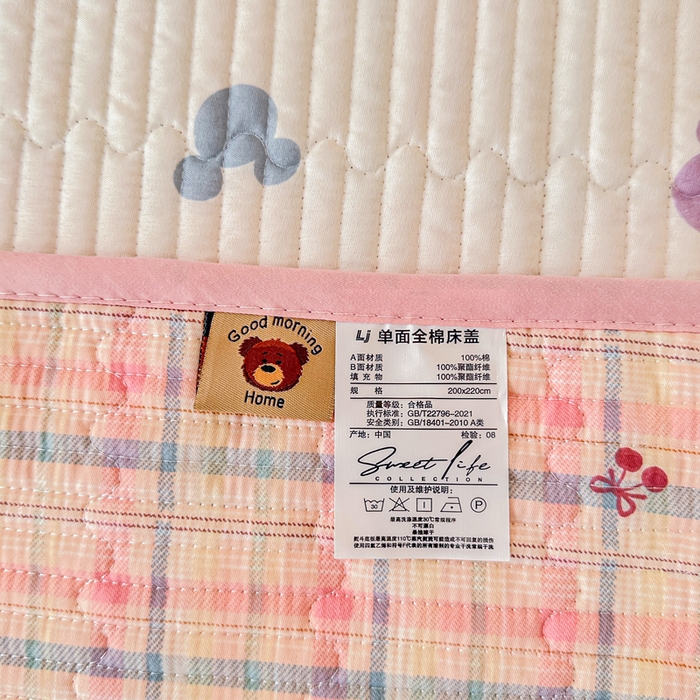 91家纺网 家纺一手货源 找家纺 2026新款13070单面全棉绗缝床盖三件套 樱桃窗台