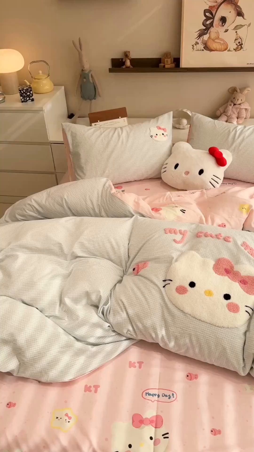 91家纺网 家纺一手货源 找家纺 雅居纺家纺 2026新款全棉色织水洗棉毛巾绣猫咪四件套 星星猫咪