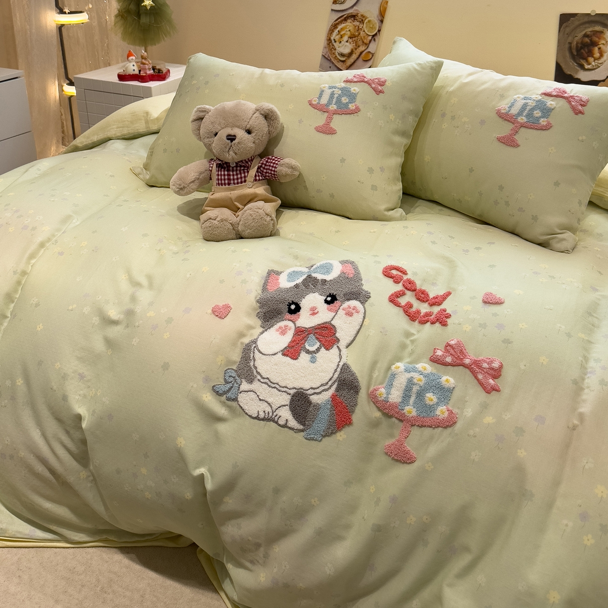 91家纺网 家纺一手货源 找家纺 （总）雅居纺家纺 2026新款全棉双层纱毛巾绣四件套