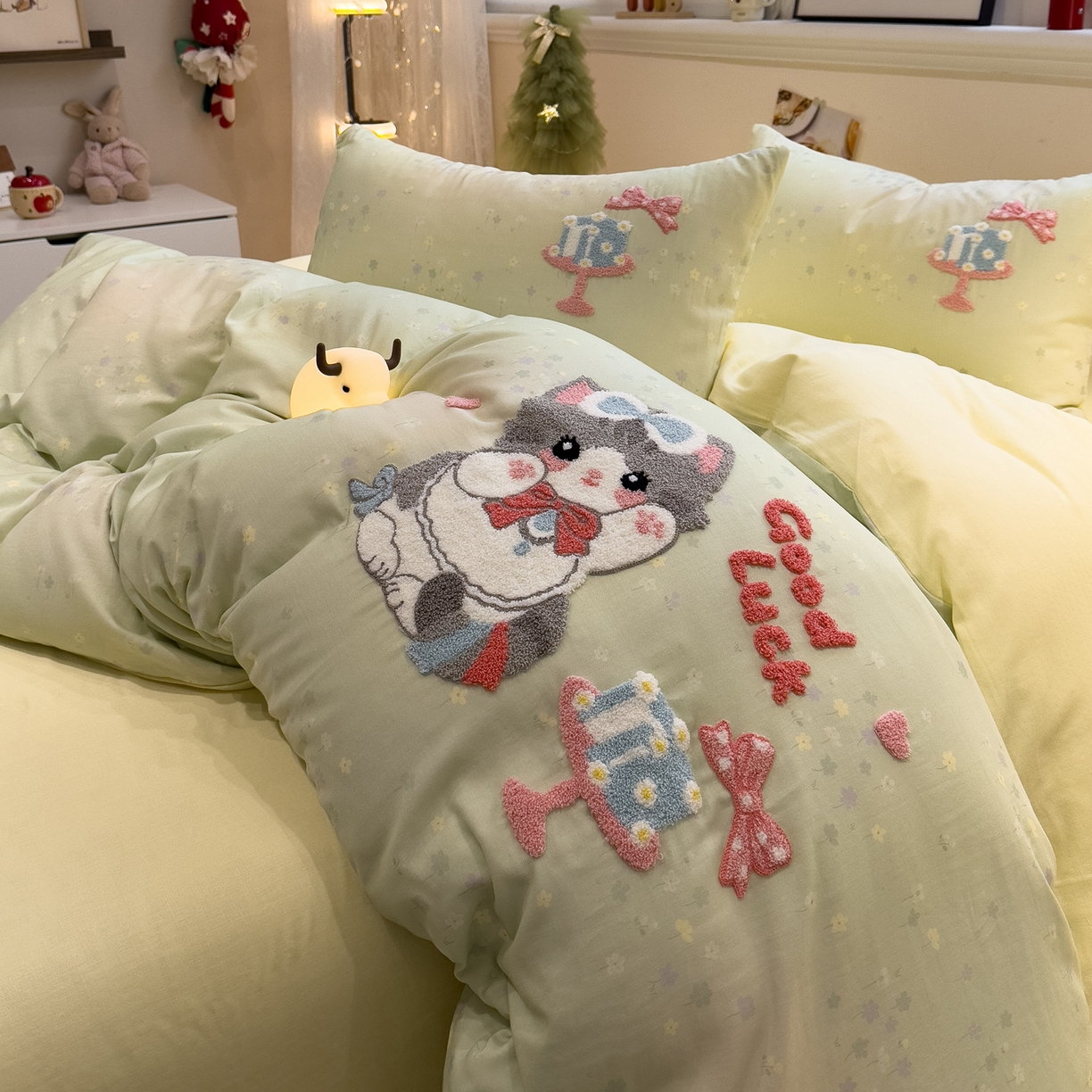 91家纺网 家纺一手货源 找家纺 （总）雅居纺家纺 2026新款全棉双层纱毛巾绣四件套