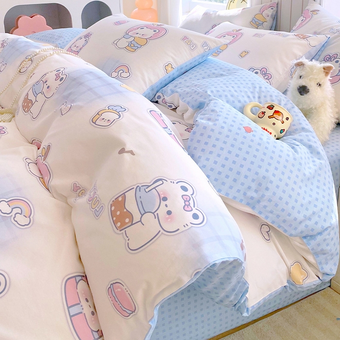 小懒猪 2026新款全棉印花卡通系列四件套 元气熊仔