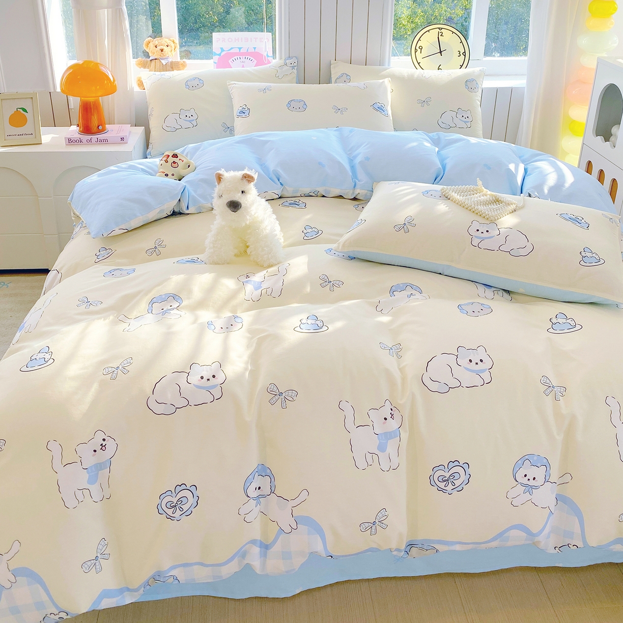 91家纺网 家纺一手货源 找家纺 小懒猪 2026新款全棉印花卡通系列四件套 喵语时光