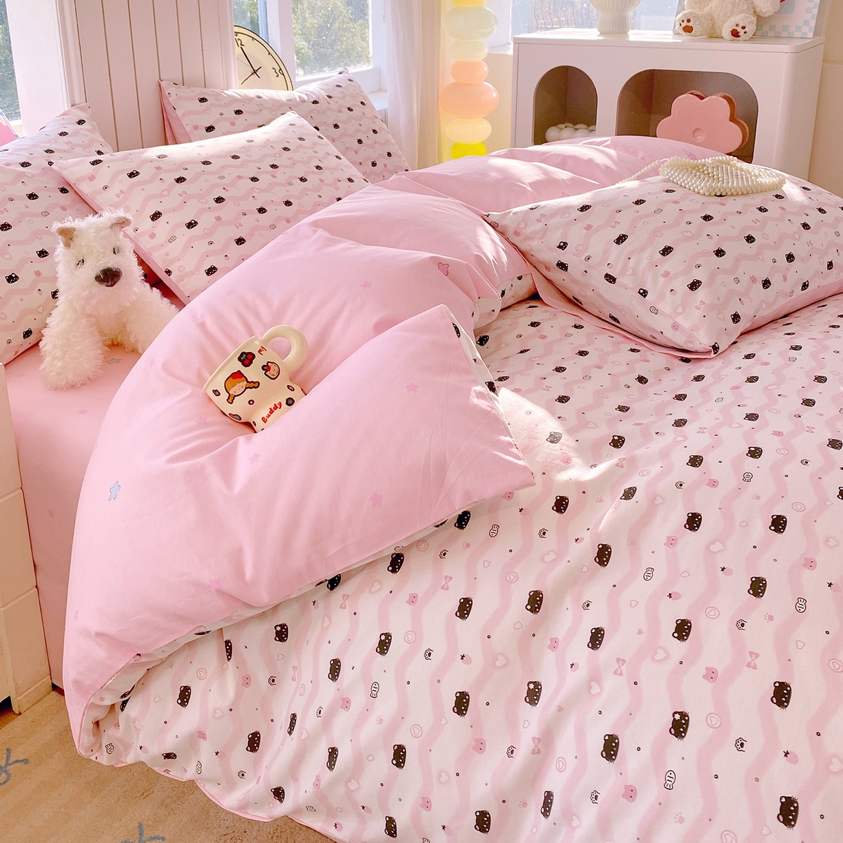 91家纺网 家纺一手货源 找家纺 （总）小懒猪 2026新款全棉印花卡通系列四件套