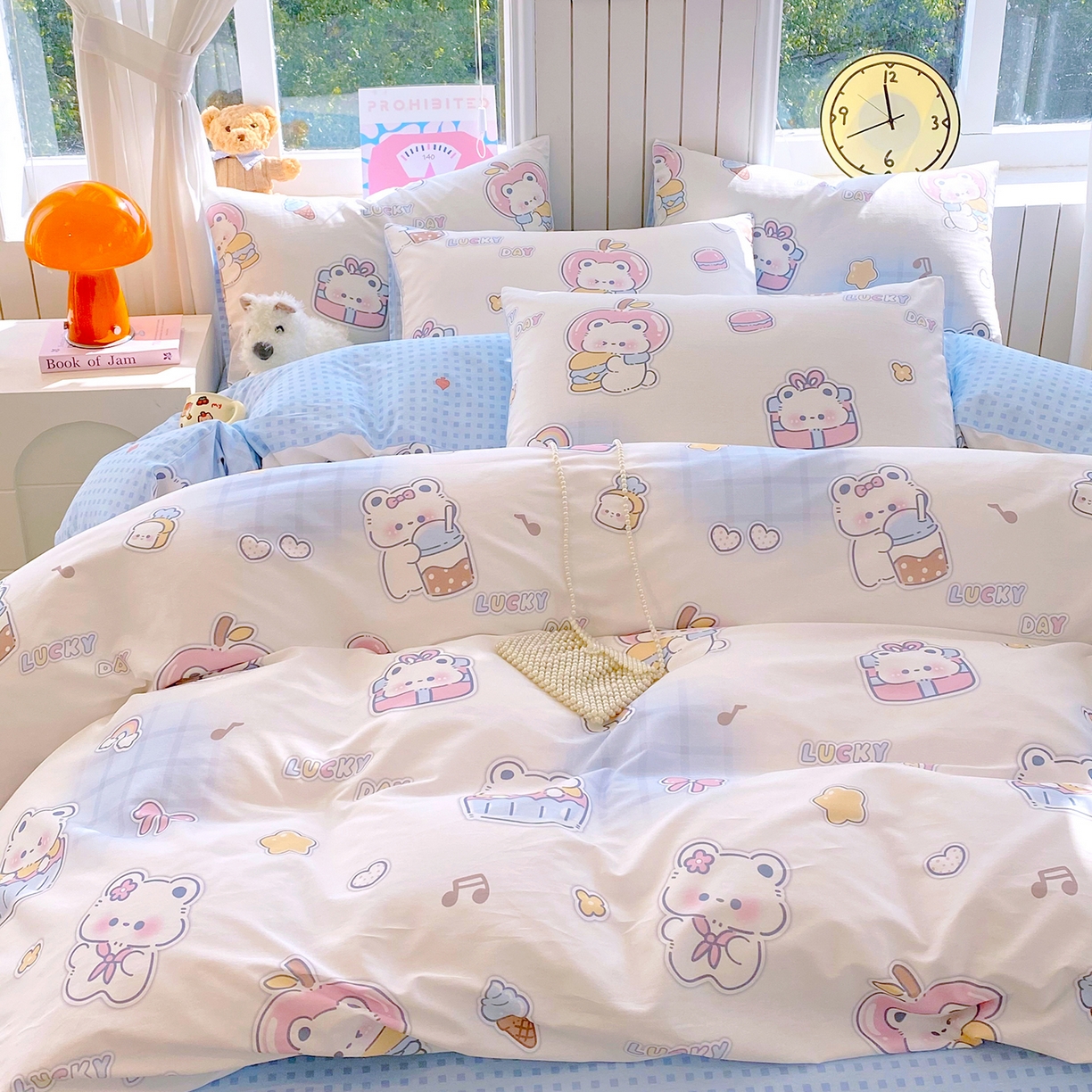 91家纺网 家纺一手货源 找家纺 小懒猪 2026新款全棉印花卡通系列四件套 元气熊仔