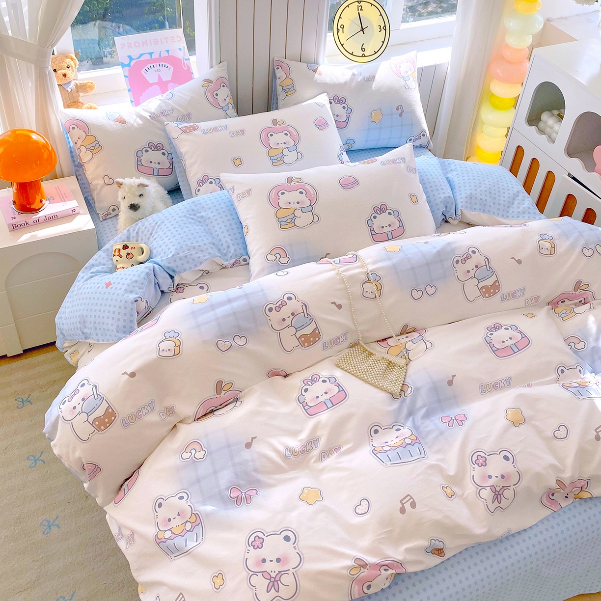 91家纺网 家纺一手货源 找家纺 小懒猪 2026新款全棉印花卡通系列四件套 元气熊仔