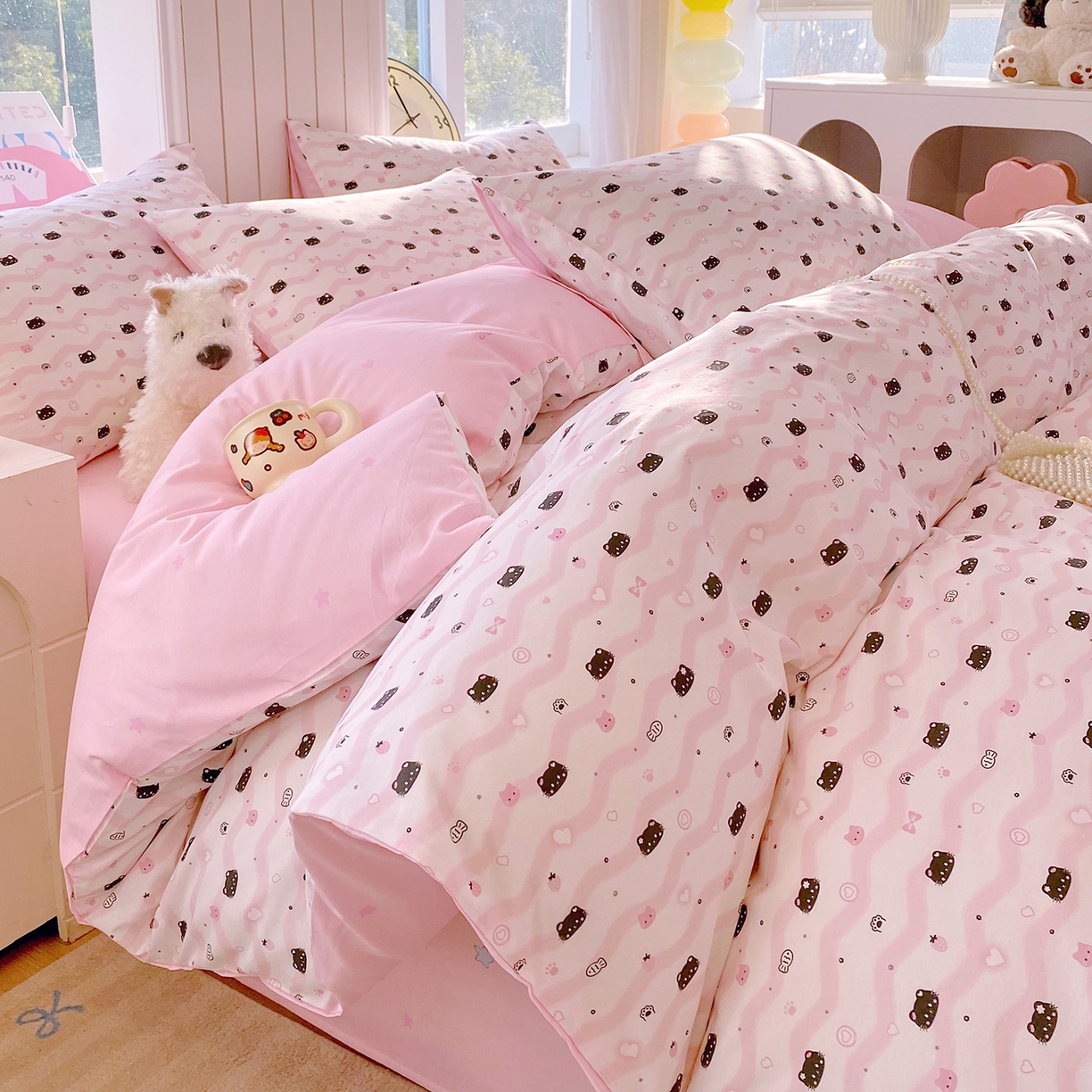 91家纺网 家纺一手货源 找家纺 （总）小懒猪 2026新款全棉印花卡通系列四件套