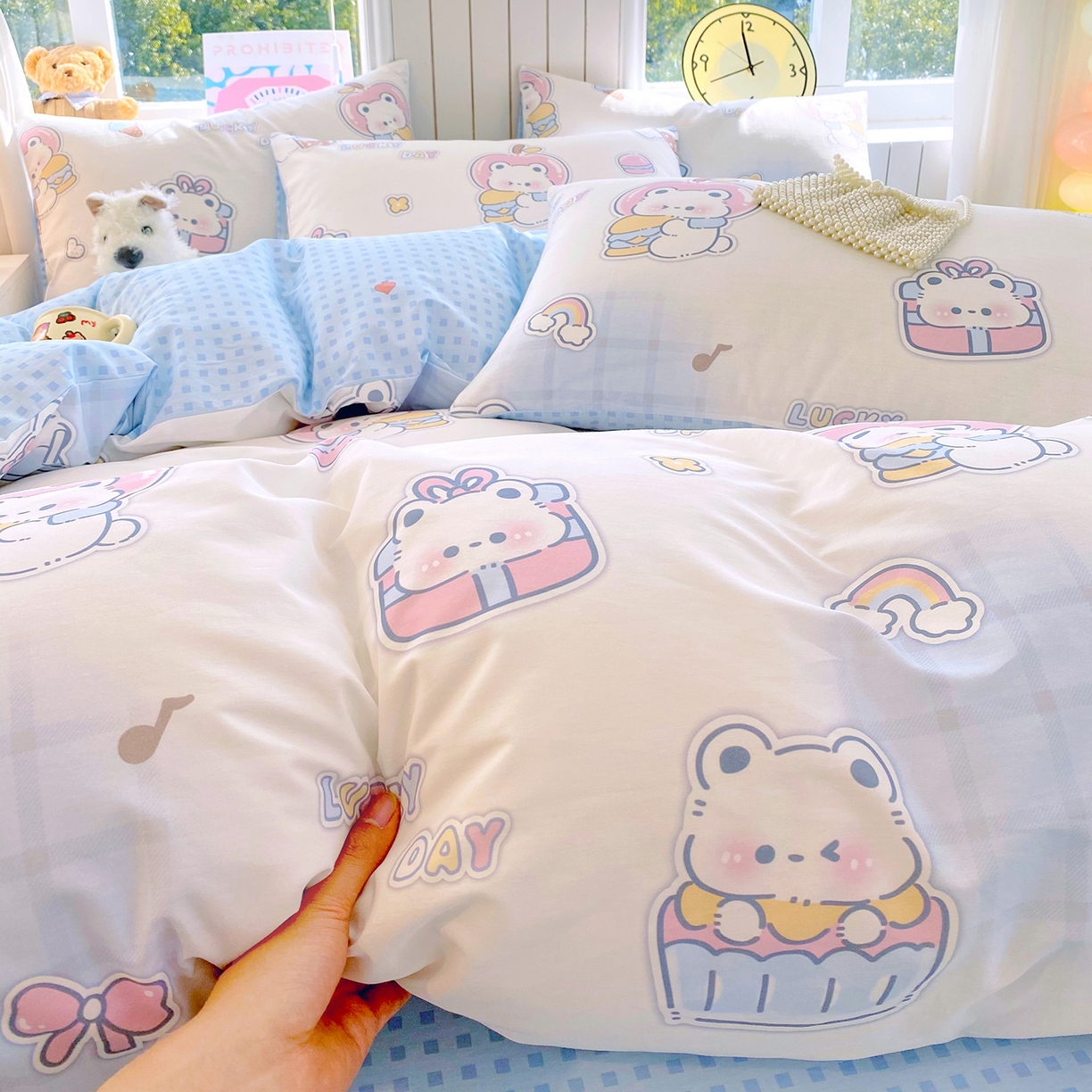 91家纺网 家纺一手货源 找家纺 小懒猪 2026新款全棉印花卡通系列四件套 元气熊仔