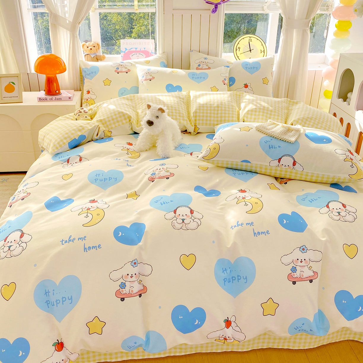 91家纺网 家纺一手货源 找家纺 小懒猪 2026新款全棉印花卡通系列四件套 童梦汪旅