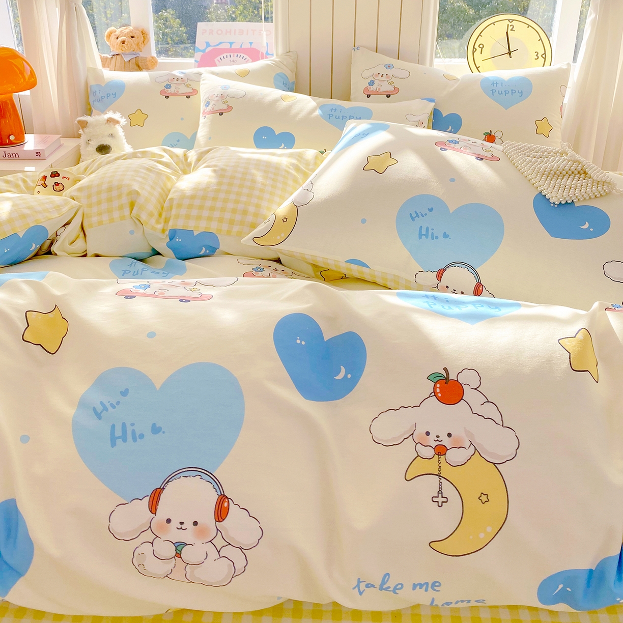 91家纺网 家纺一手货源 找家纺 小懒猪 2026新款全棉印花卡通系列四件套 童梦汪旅