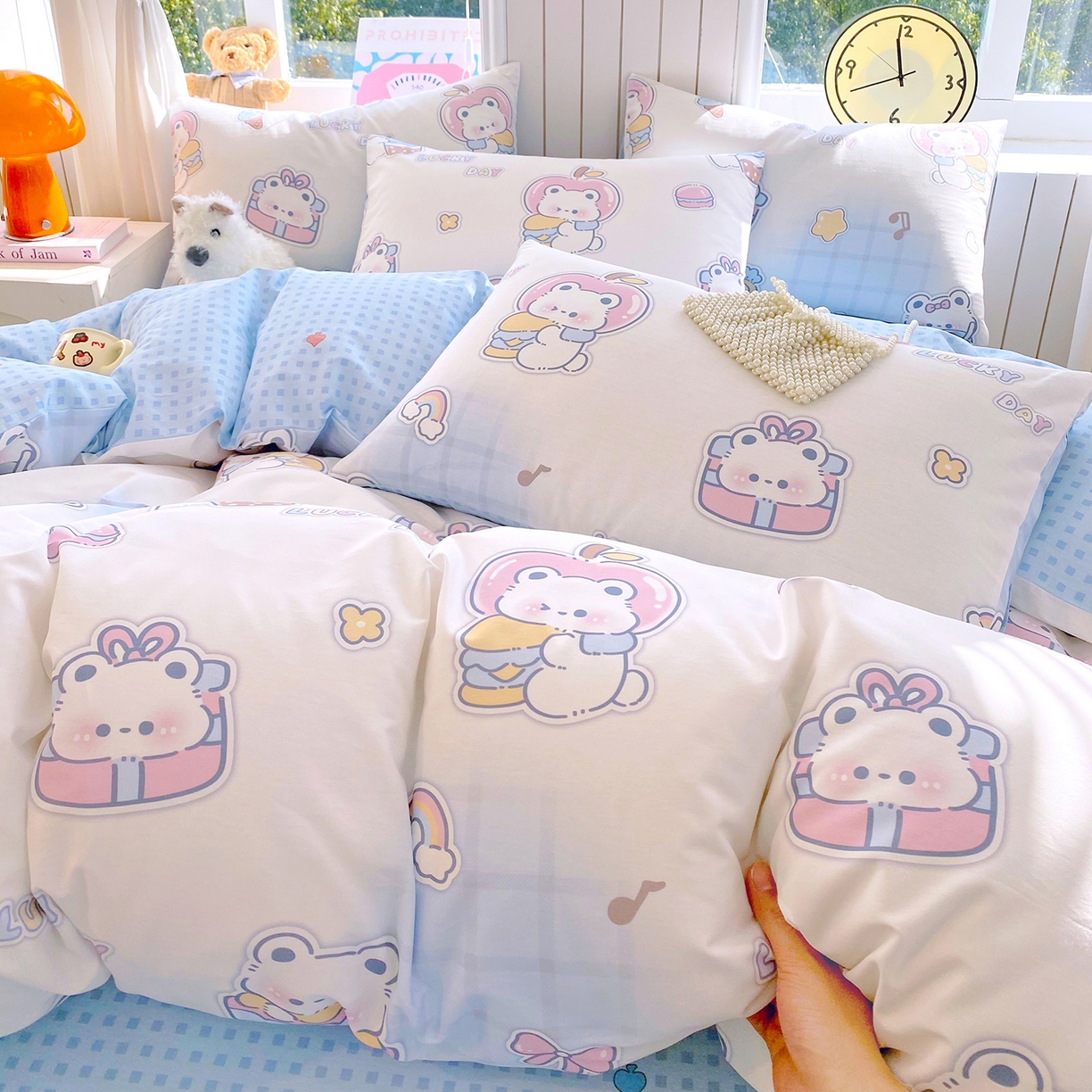 91家纺网 家纺一手货源 找家纺 小懒猪 2026新款全棉印花卡通系列四件套 元气熊仔